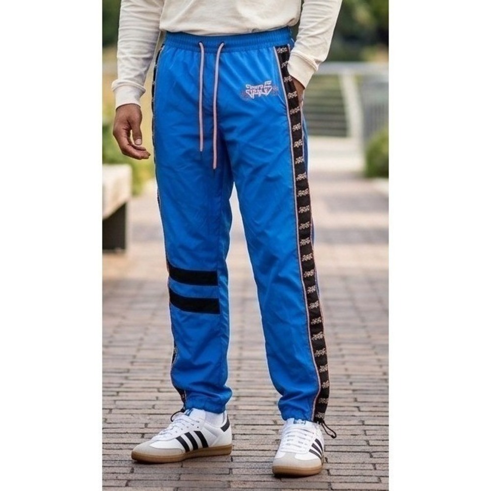 Y2K Status Apparel Windbreaker Pants Mens Small Blue Status Gang Active Athletic